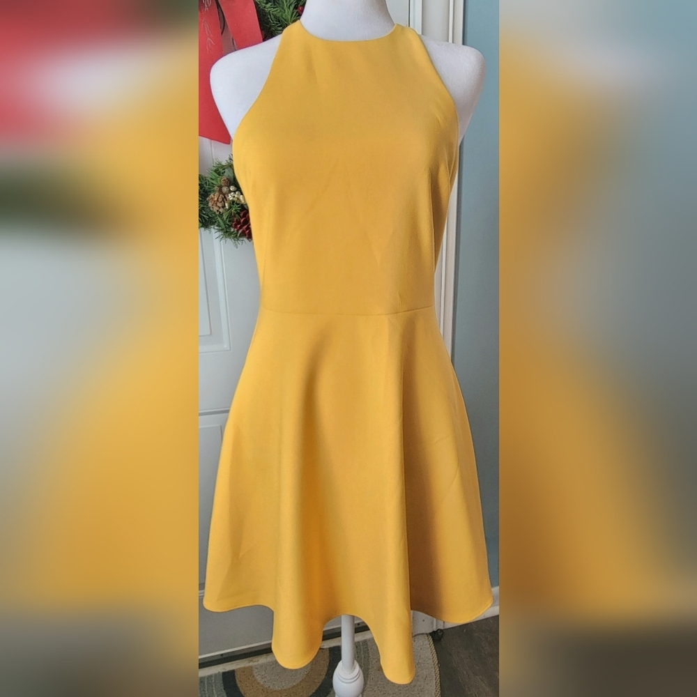 Likely X Revolove Moore Racerback Fit & Flare Mini Dress Womens 6 Goldenrod Fitt